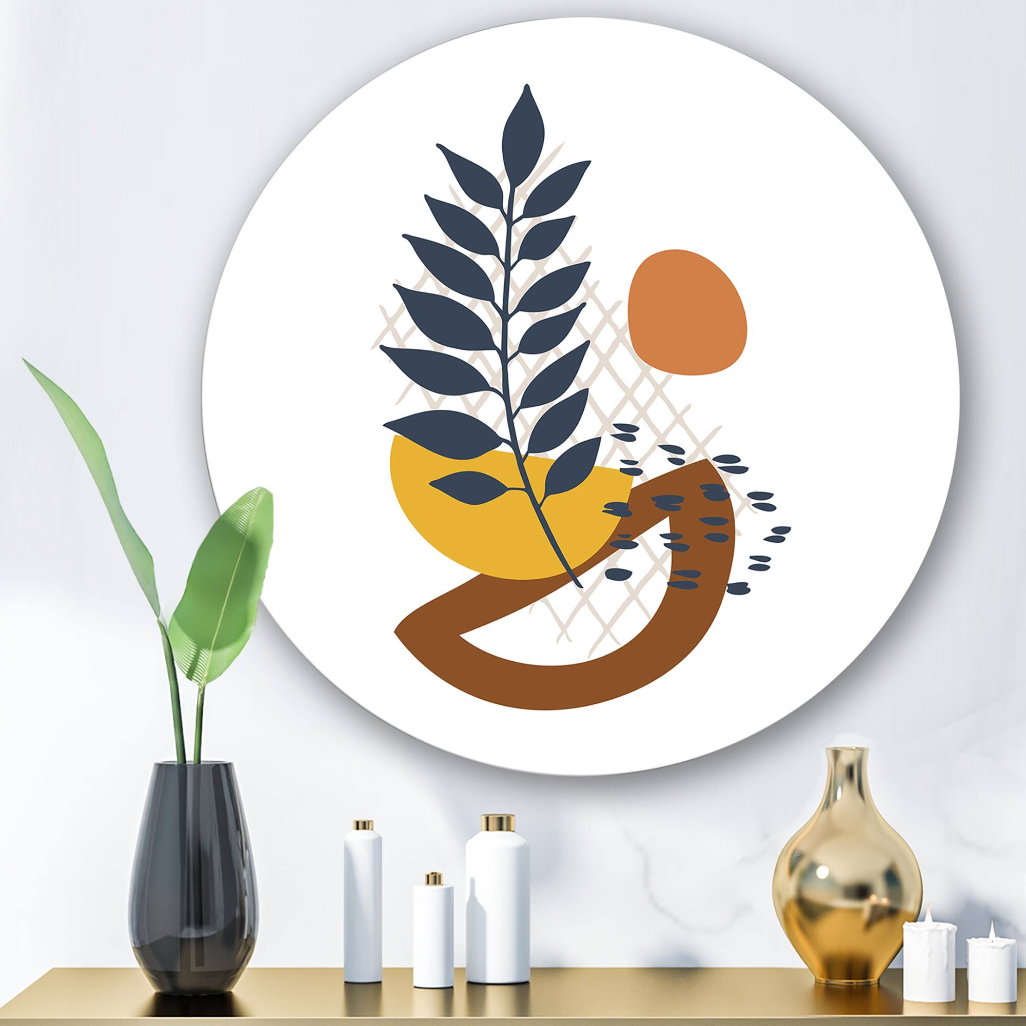 Designart - Elementary Shapes With Abstract Leaves